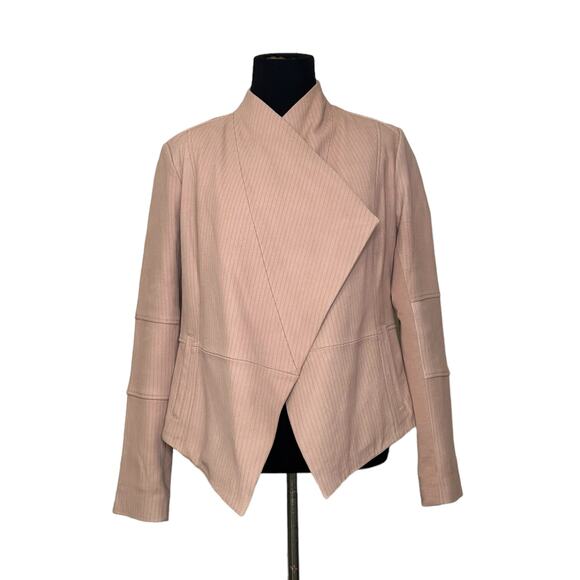 G.I.L.I  Blush Pale Pink Open Front Leather Jacket Size 6 - Picture 11 of 14
